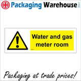 WS872 Water And Gas Meter Room Sign with Triangle Exclamation Mark