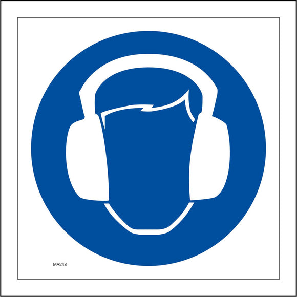 MA248 Ear Protection Sign with Face Ear Protectors