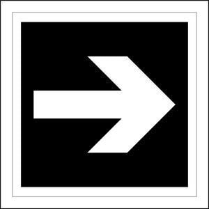 GE833 Arrow Right White On Black Exit Route Way Direction Sign with Right Arrow