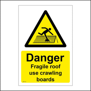 WT119 Danger Fragile Roof Use Crawling Boards Unstable Unsafe