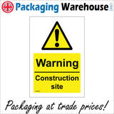 WS543 Warning Construction Site Sign with Triangle Exclamation Mark
