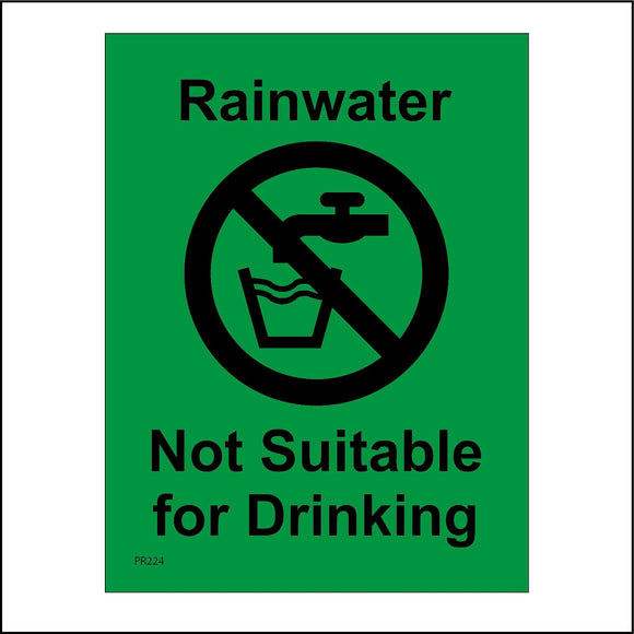 PR224 Rainwater Not Suitable For Drinking Sign with Circle Tap Glass Water