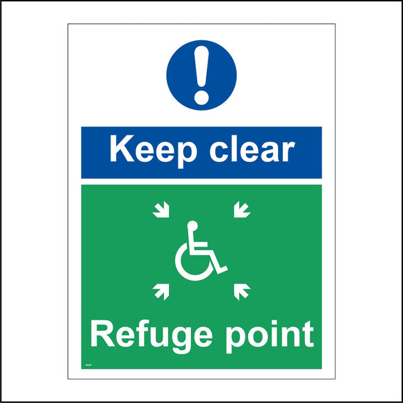 MA337 Keep Clear Refuge Point Sign with Exclamation Mark Disabled Logo Arrows