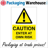 WS921 Caution Enter At Own Risk Sign with Triangle Exclamation Mark