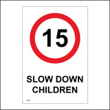 TR206 Slow Down Children Sign with Circle