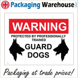 SE024 Warning Protected By Professionally Trained Guard Dogs Sign with Dogs