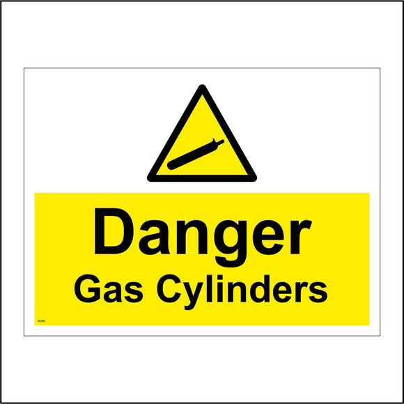 WS969 Danger Gas Cylinders Sign with Triangle Cannister