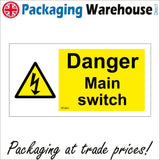 WS861 Danger Main Switch Sign with Triangle Lightning Bolt