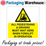 WT205 All Pedestrians Drivers Wait Here Forklift In Operation