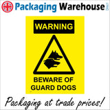 SE004 Warning Beware Of Guard Dogs Sign with Triangle Dog