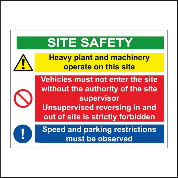 MU082 Site Safety Board Sign with Triangle Exclamation Mark Circle