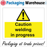 WS642 Caution Welding In Progress Sign with Triangle Exclamation Mark