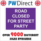TR569 Road Closed For Street Party Purple Carnival Fete