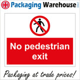 PR346 No Pedestrian Exit Sign with Circle Diagonal Line Person