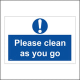 MA714 Please Clean As You Go Sign with Circle Exclamation Mark
