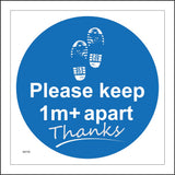 MA706 Please Keep 1m+ ApartThanks Sign with Boot Print
