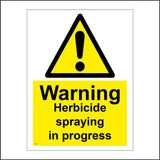 WS890 Warning Herbicide Spraying In Progress Sign with Triangle Exclamation Mark