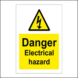 WS567 Danger Electrical Hazard Sign with Triangle Lightning Arrow