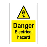 WS567 Danger Electrical Hazard Sign with Triangle Lightning Arrow