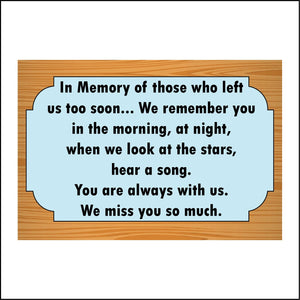 IN205 In Memory Of Those Who Left Too Soon Stars Sign