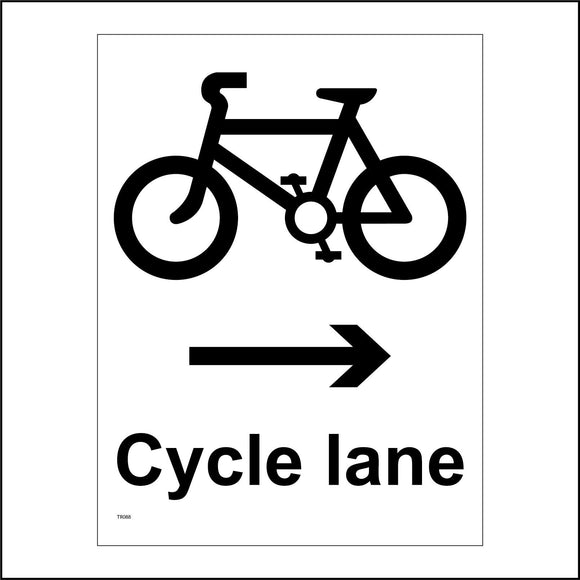 TR088 Cycle Lane Right Sign with Bike Arrow