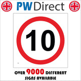 TR002 10 Miles Per Hour Sign with Circle