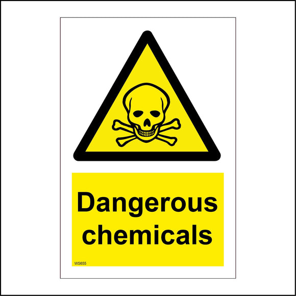 WS655 Dangerous Chemicals Sign with Triangle Skull & Crossbones