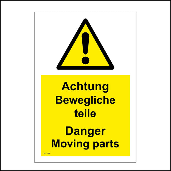 WT123 Achtung Bewegliche Teile Danger Moving Parts German
