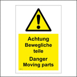 WT123 Achtung Bewegliche Teile Danger Moving Parts German