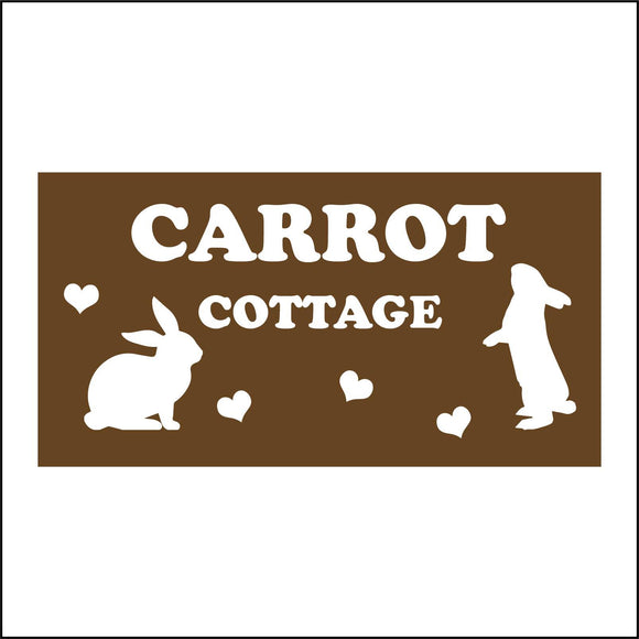 CM196 Carrot Cottage Sign with Hearts Rabbits