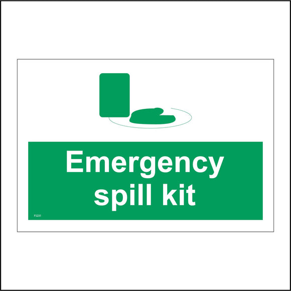 FS231 Emergency Spill Kit Sign with Cloth Tray Dustpan
