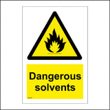 WS678 Dangerous Solvents Sign with Triangle Fire