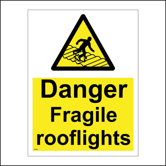 WS906 Danger Fragile Rooflights Sign with Triangle Person Roof