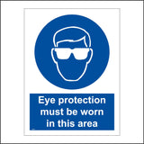 MA067 Eye Protection Must Be Worn In This Area Sign with Face Glasses
