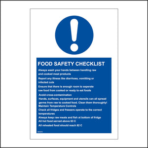 MA491 Food Safety Checklist Always Wash Your Hands Sign with Circle Exclamation Mark