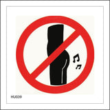 HU039 No Farting Sign with Circle Bottom Musical Notes