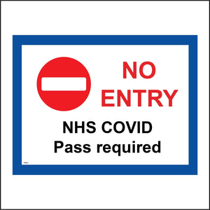 PR453 No Entry NHS Covid Pass Required Blue Infection Spread Air