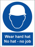 MA141 Wear Hard Hat No Hat - No Job Sign with Face Hard Hat