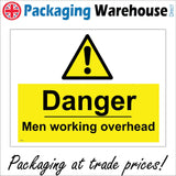 WS430 Danger Men Working Overhead Sign with Triangle Exclamation Mark
