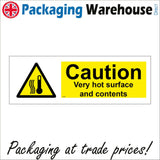 WS830 Caution Very Hot Surface And Contents Sign with Triangle Thermometer 3 Squiggly Lines