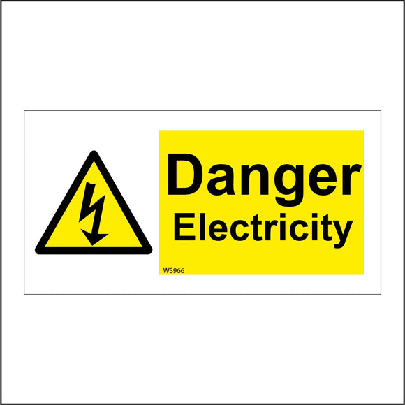 WS966 Danger Electricity Sign with Triangle Lightning Bolt
