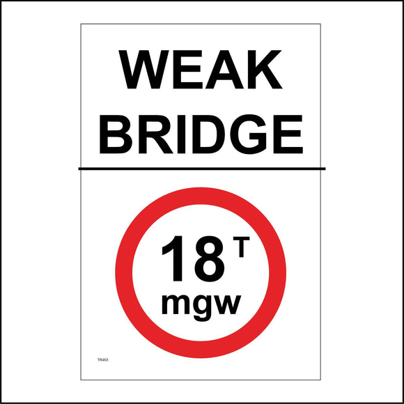 TR463 Weak Bridge Maximum Weight 18t mgw