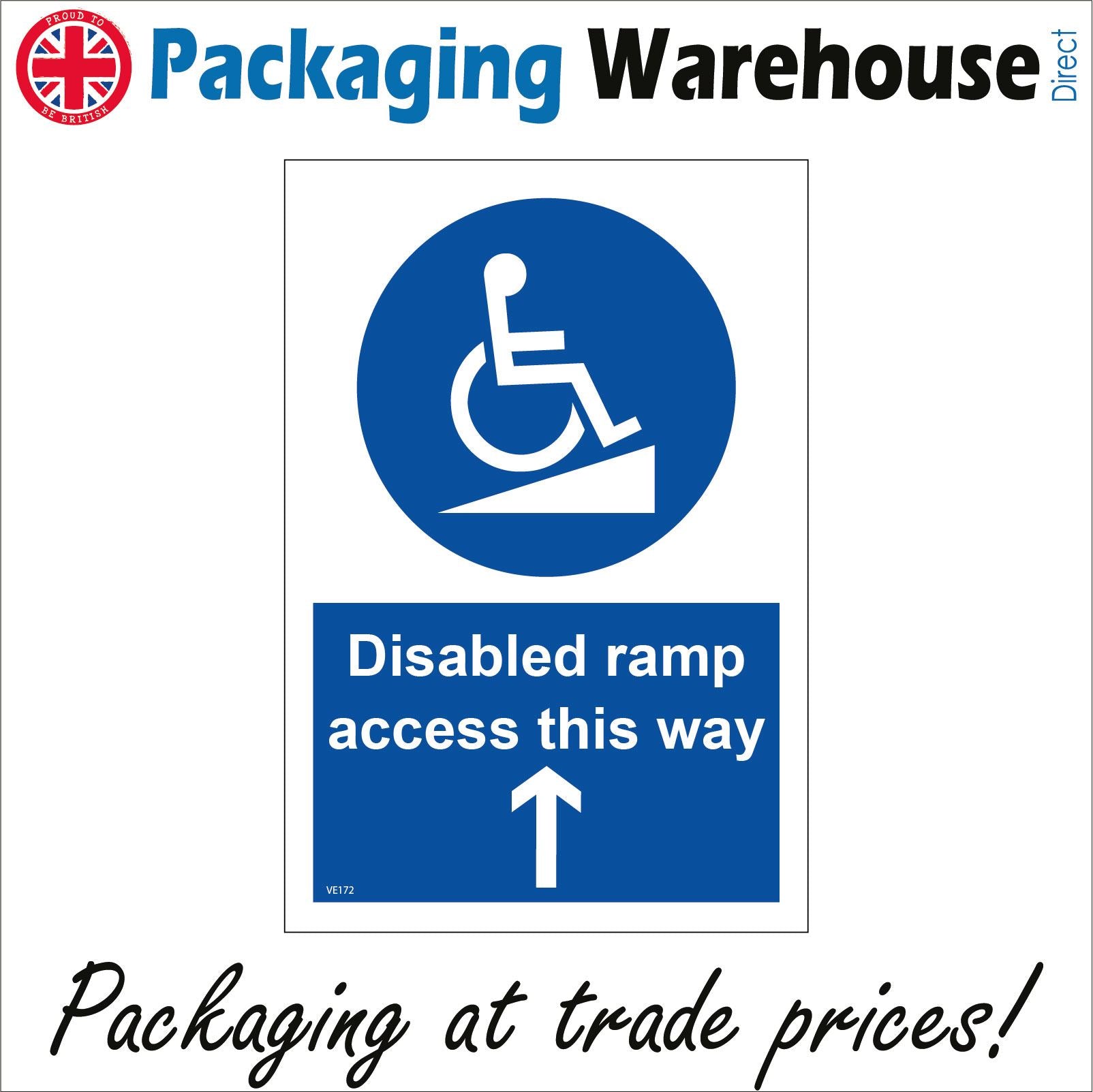 Use Ramp Signage Disabled Ramp Access This Way Sign with Circle Wheelchair Person Arrow ...