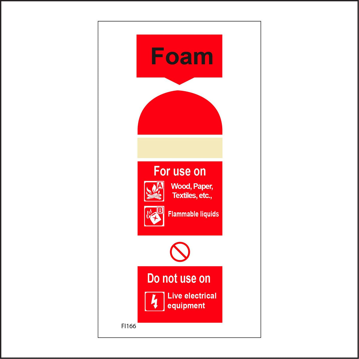 Foam For Use On Wood, Paper, Textiles, Etc Flammable Liquids Sign with ...