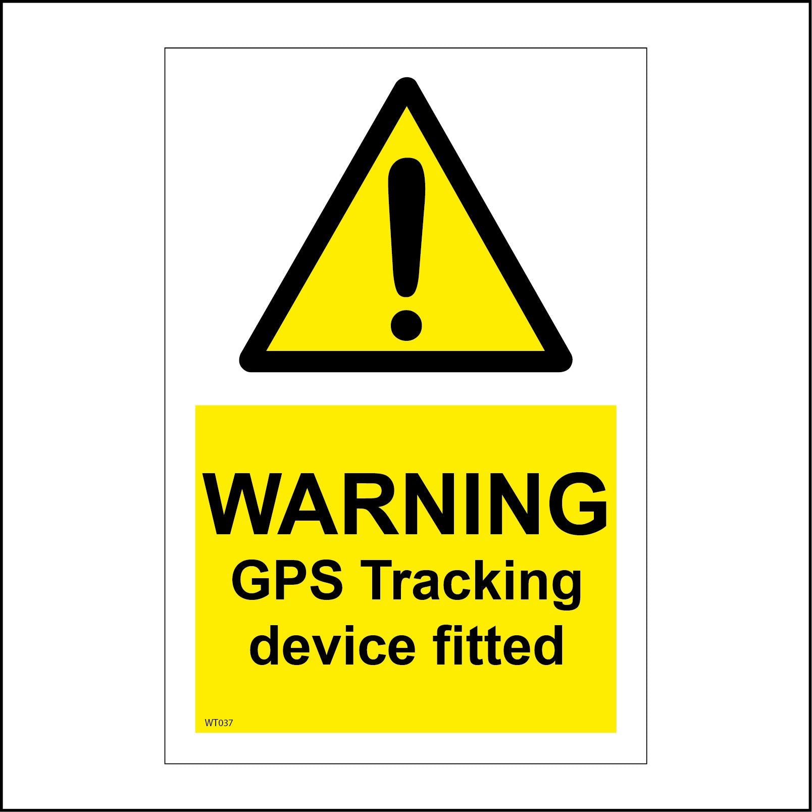 Tracking Top. Sign Warning GPS Tracking Device Fitted Sign with Triangle Exclamation Mark ...