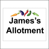 CM284 James's Allotment Vegetables Personalise Choice Names Gardening Sign with Vegetables