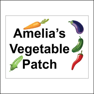 CM283 Amelia's Vegetable Patch Personalise Garden Name Choice Words Sign with Vegetables
