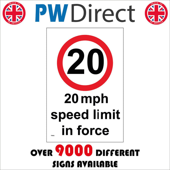 TR052 20 Mph Speed Limit In Force Sign with Circle