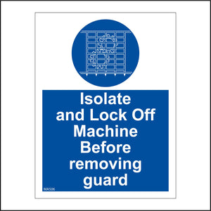 MA506 Isolate And Lock Off Machine Before Removing Guard Sign with Circle Cogs Guard