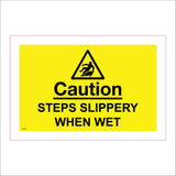WS847 Caution Steps Slippery When Wet Sign with Triangle Person Slipping Backwards